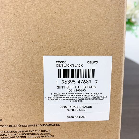 Coach CW350 Boxed 3 In 1 Wallet Gift Set With Star Print IN Black - Picture 6 of 6